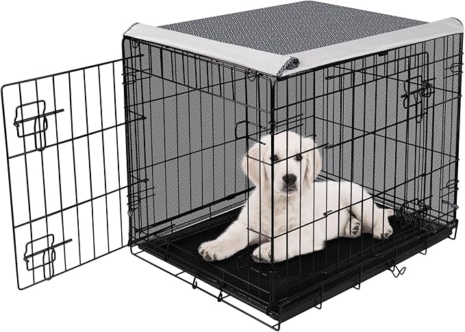 42 Inch Dog Crate Cover for Wire Cages Indoor Breathable Polyester Pet Kennel Cover Machine Wash & Dry Double Door Lagre XL (Cover Only)