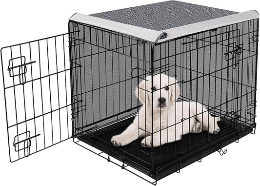 42 Inch Dog Crate Cover for Wire Cages Indoor Breathable Polyester Pet Kennel Cover Machine Wash & Dry Double Door Lagre XL (Cover Only)