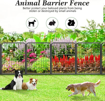 Decorative Garden Fence with Gate, 32in x55ft 24 Panels Metal Fence Panels Heavy Duty Dog Fencing Outdoor Fences for Yard, Rustproof Garden Fencing Flower Bed Edging for Patio Decor