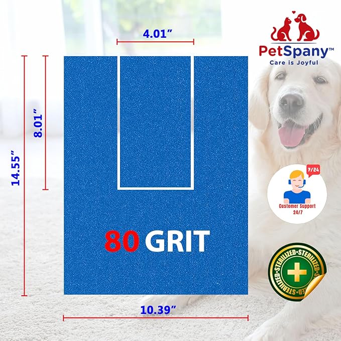 4 PCS Premier Self-Adhesive Sandpaper14.55x10.39 inch, 80 Grit  Dog Nail Scratch Pad Replacement Paper _andpaper for Dog Nail Scratch Board with Treat Box (Blue)