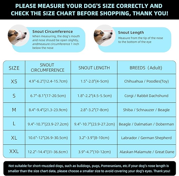 Dog Muzzle, Breathable Soft Muzzle for Small to Medium Dogs to Anti & Prevent Barking Biting Chewing, Reflective & Adjustable Basket Muzzle with Air Mesh for Schnauzer Blue M