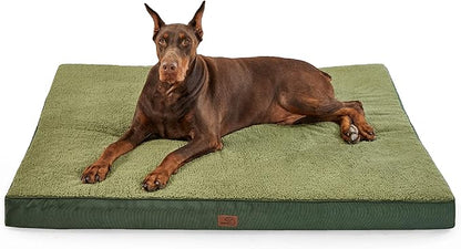 Bedsure Jumbo Dog Bed for Large Dogs - XXL Orthopedic Dog Beds with Removable Washable Cover, Egg Crate Foam Pet Bed Mat, Suitable for Dogs Up to 150lbs, Dark Green