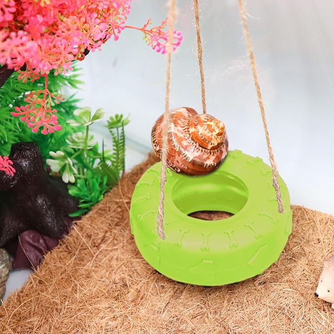 Hermit Crab Tire Swing Toy, Hermit Crab Climbing Toy, Reptile Tank Aquarium Decoration Accessory, Suitable for Small to Medium Sized Hermit Crabs, 3.7 Inches in Diameter