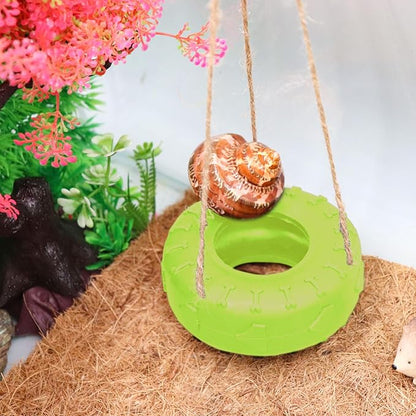 Hermit Crab Tire Swing Toy, Hermit Crab Climbing Toy, Reptile Tank Aquarium Decoration Accessory, Suitable for Small to Medium Sized Hermit Crabs, 3.7 Inches in Diameter