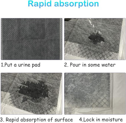 100 Pcs Disposable Rabbit Pee Pads,Pet Pees Pad Cage Black Carbon Liner,Super Absorbent Leak Proof Cushion Reduce Odor Bunny Training Accessories for Kitten Puppy Hamsters Hedgehog