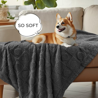 Luciphia Small Dog Blanket Washable Pet Bed Cover Soft Fluffy Puppy Blanket with Premium Fleece Cozy Calming Cat Blankets for Indoor Cats Grey 57x40 inch