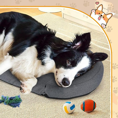 Dog Pillow Benefit for Cervical Vertebra/Neck -Dog Calming Pillow for Soothing Joints and Improving Sleep, Arched Dog Bed Pillow with Sponge Support, Washable for Large Dogs, L