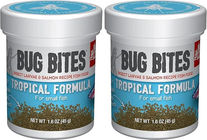 Fluval Bug Bites Tropical Fish Food, Small Granules for Small to Medium Sized Fish, 1.6 oz., A6577 (Pack of 2)