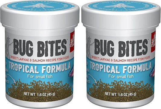 Fluval Bug Bites Tropical Fish Food, Small Granules for Small to Medium Sized Fish, 1.6 oz., A6577 (Pack of 2)