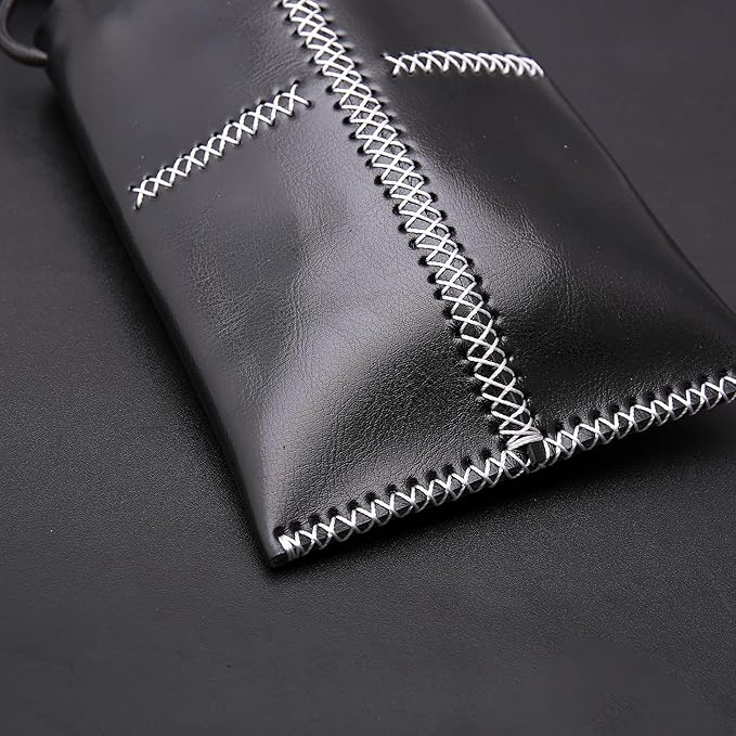 Dog Grooming Scissors Storage Bag: Hand-stitched, Show-quality Head Layer Calf Leather, Holds 5 Pairs of Dog Grooming Scissors Black