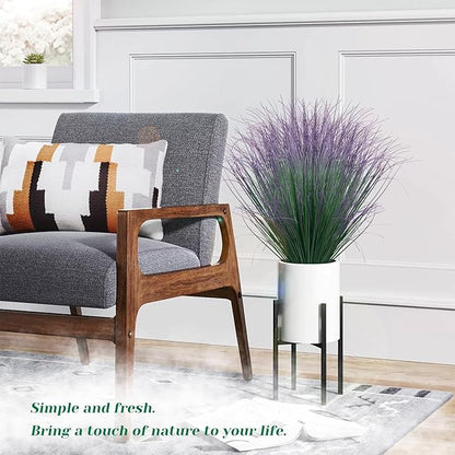 12Pcs Artificial Grass Plants, Faux Shrubs Wheat Grass, Artificial Tall Grass Fake Plants for Outdoor Decor,Artificial Greenery Stems Weed for Room Indoor Home Decor（Green Purple Tail）