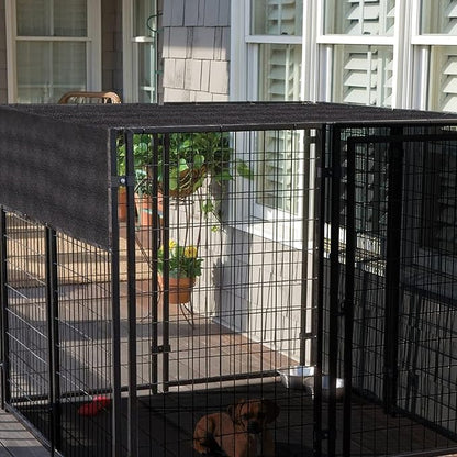 95% High Density Dog Kennel Shade Cover- 10 x 10ft Upgrade Mesh Shade Panel with Grommets- Dog Cage Sunblock Shading Cloth Net Mesh Tarp with Rope for Outdoor Dog House Large Pet Crate Chicken Coop