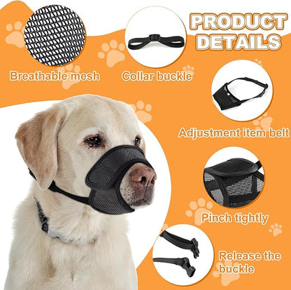 Dog Muzzle, Soft Mesh Muzzle for Small Medium Large Dogs,Chihuahua German Shepherd Bulldog,Breathable and Drinkable Muzzle Cover, Adjustable Anti-Fall Bite Barking Chewing Muzzle (L)