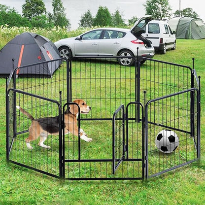 Dog Playpen,Portable Outdoor Dog Fence, Dog Playpen for Large/Medium/Small Dogs, Dog Fences for The Yard,with Doors Foldable Metal (8 Panels, 45 inch)