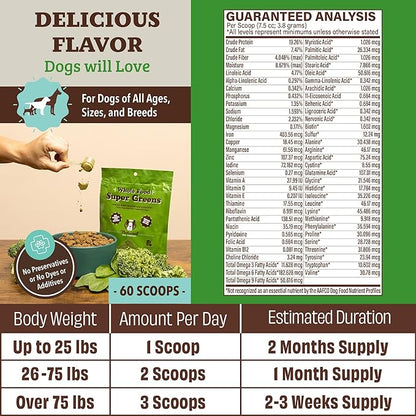 Natural Dog Company Dog Food Topper, Super Greens Dog Multivitamin Powder, Dog Vitamins and Supplements, Boost Immunity & Digestion, Dog Wellness Granules, Nutrient-Rich Food Topper for Dogs, 8 oz
