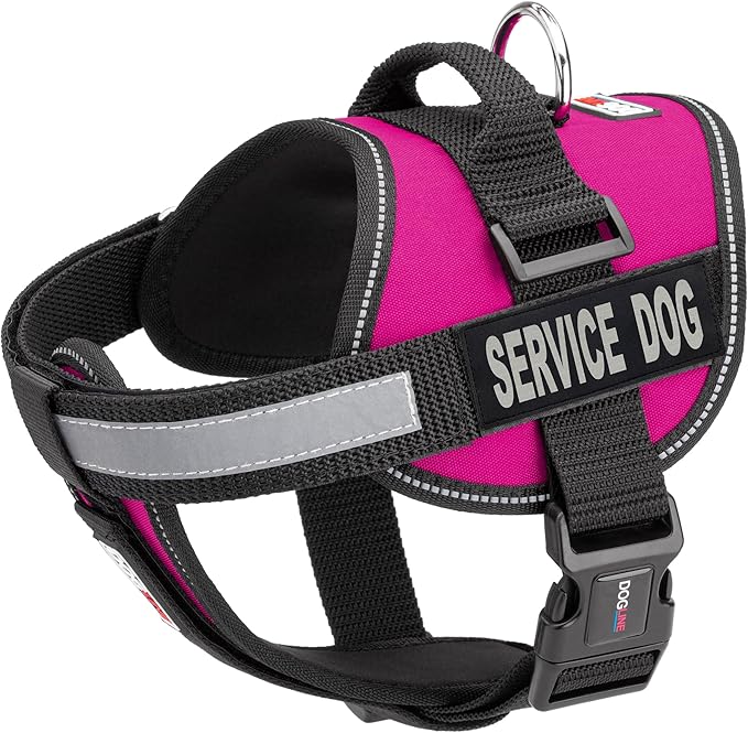 Dogline Unimax Service Dog Vest and Free Service Dog ID Badge with ADA Law, Large, Pink