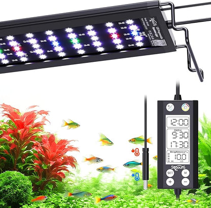 SEAOURA Aquarium Plant Light with Temperature Detector, 18-24in Full Spectrum Fish Tank Lights, 24/7 Programmable with Power Off Memory, WRGB Custom, 20 Level Dimmable for Freshwater Aquariums