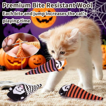 Retro Shaw Cat Toys, Halloween Gnomes 3Pcs, Crinkle Sound Catnip Toys for Indoor Cats Kitten, Interactive Cat Nip Chew Kitty Kicker Toy for All Pet Breeds