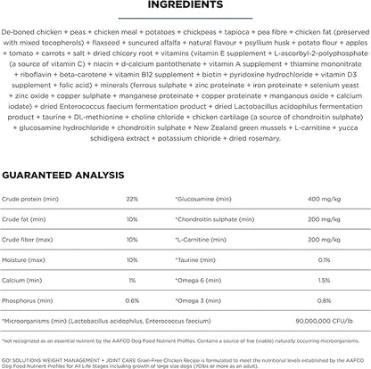 Go! Solutions Weight Management + Joint Care, Grain-Free Dry Dog Food, Chicken Adult and Senior Recipe, 3.5 lb Bag