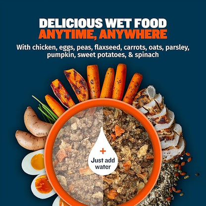 Bully Max Instant Fresh Wet Dog Food - Nutrient-Rich Dehydrated Raw Dog Food with Natural Chicken Recipe - 10 Bags of 15 oz Pouches, Wet Dog Food Alternative - Makes 25 lbs. of Wet Food