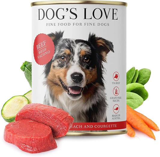 DOG'S LOVE Single Protein, Limited Ingredients, Ethically Sourced, Grain Free Wet Dog Food - Canned Soft Dog Food, Grain Free Dog Food for Your Dog - Premium Can Dog Food | 6 cans (14.1 Oz, Beef)