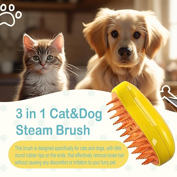 Cat Steam Brush For Shedding, Grooming Tool for Cats and Dogs with Steam Function, Massage, and Shedding Hair Removal - Ideal for Pets, Featuring Weighted Blanket Technology, Hair Brush