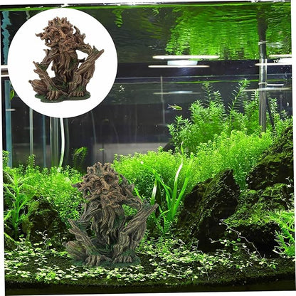 Zerodeko Fish Tank Tree Trunk Decoration, Aquarium Tree face décor Ornaments for Fish Tank, Resin Old Man Figurine for Freshwater Saltwater, Aquarium Betta Fish Decoration