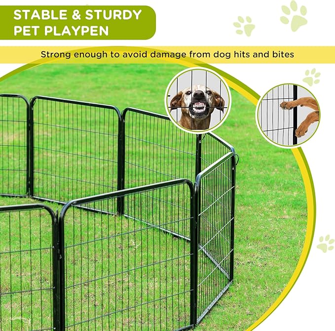 BestPet | Dog Playpen Extender | 24 Inch, 4 Panels | Heavy Duty Metal Pet Exercise Pen | Indoor Outdoor Fence Panels | Rust-Resistant, Removable, Tool-Free Setup | Anti-Skid, Expandable Design