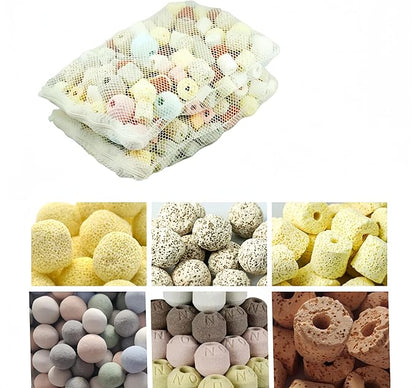 1000g, 2.2lb【No ore】 Aquarium bio Media,6 in 1 Ceramic Filter Media for Aquarium Sump Filter Ceramic Rings Activated Carbon Bio Balls bio Balls Ceramic Rings Set with mesh Bag