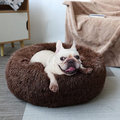 Puppy Beds for Small Dogs Washable Donut Fluffy Soft Dog Bed Anti Anxiety Orthopedic Warm Comfort Pets Beds 23 Inches