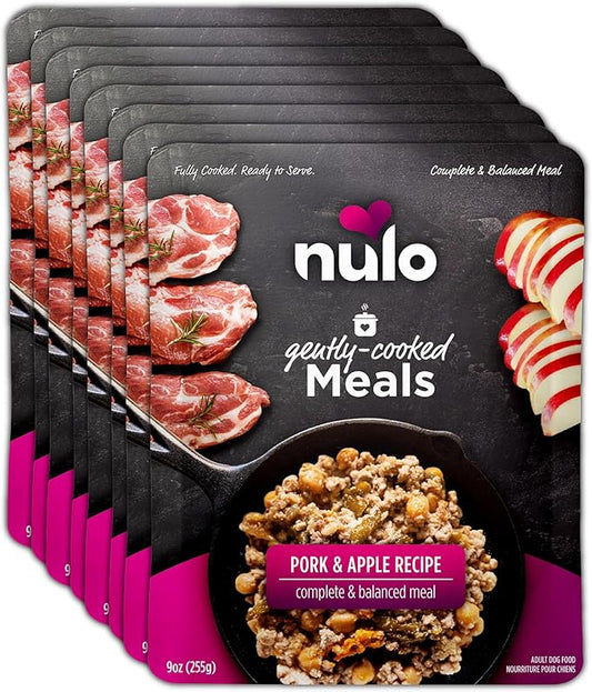 Nulo Gently-Cooked Meals Complete and Balanced Adult Wet Dog Food, Pork & Apple, 9 Ounce, 8 Count