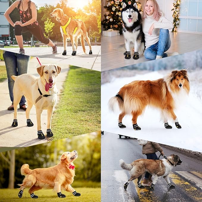 DcOaGt Dog Shoes for Large Dogs XXL, Waterproof Dog Boots with Anti-Slip Sole Breathable Reflective Paw Protectors Booties for Hot Pavement Summer Winter Snow Hiking Walking 4PCS(Size 9)