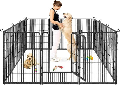 Dog Playpen, 32inch 10 Panels Outdoor Dog Fence Indoor Dog Pen Anti-Rust Pet Puppy Pen Dog Exercise Pen with Lock for Medium Small Dogs, Portable Pet Fence for Yard RV Camping