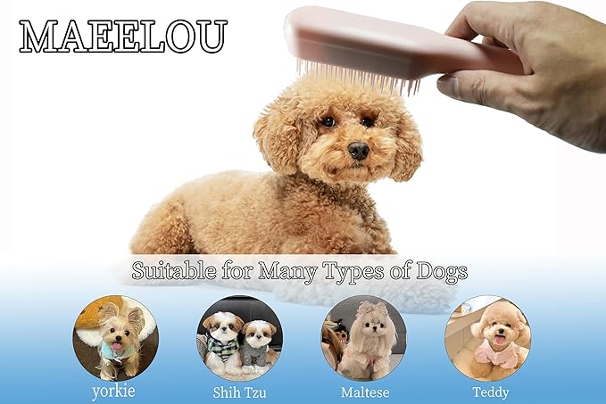 Stretchable Puppy Brush ï¼ Soft Dog Brush - Gentle Grooming Brush for Small Dogs, Perfect for Yorkie, Shih Tzu, Maltipoo ï¼_og Hair Remover Brush (Pink)