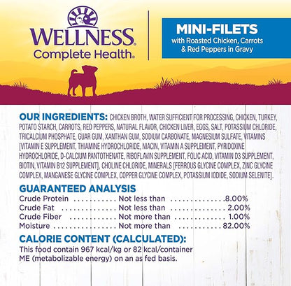 Wellness Natural Pet Food Petite Entrees Mini Fillets Grain Free Natural Wet Small Breed Dog Food, Roasted Chicken, Carrots & Red Peppers, 3-Ounce Cup (Pack of 24)