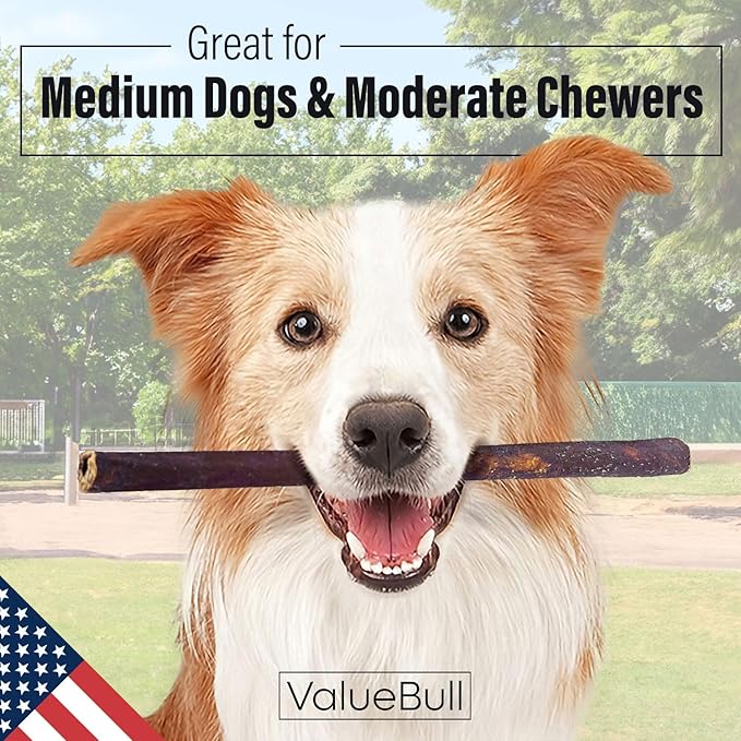 ValueBull USA Collagen Sticks for Dogs, 12 Inch Medium Chews, Natural Long-Lasting Dog Treats, 25 Count - Promotes Joint, Skin & Coat Health with Glucosamine and Chondroitin