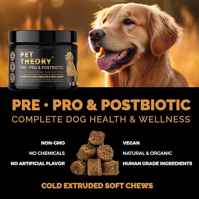 Probiotics for Dogs. Dog Digestive Health-Pre Pro and Postbiotic Combination-Pet Supplements for Gut Health-Supports Digestion, Boost Immunity-100CT Soft Chews