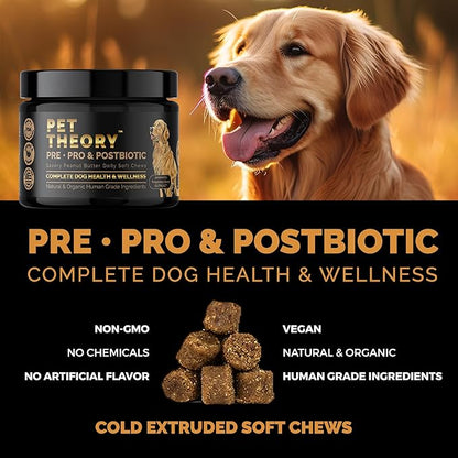 Probiotics for Dogs. Dog Digestive Health-Pre Pro and Postbiotic Combination-Pet Supplements for Gut Health-Supports Digestion, Boost Immunity-100CT Soft Chews