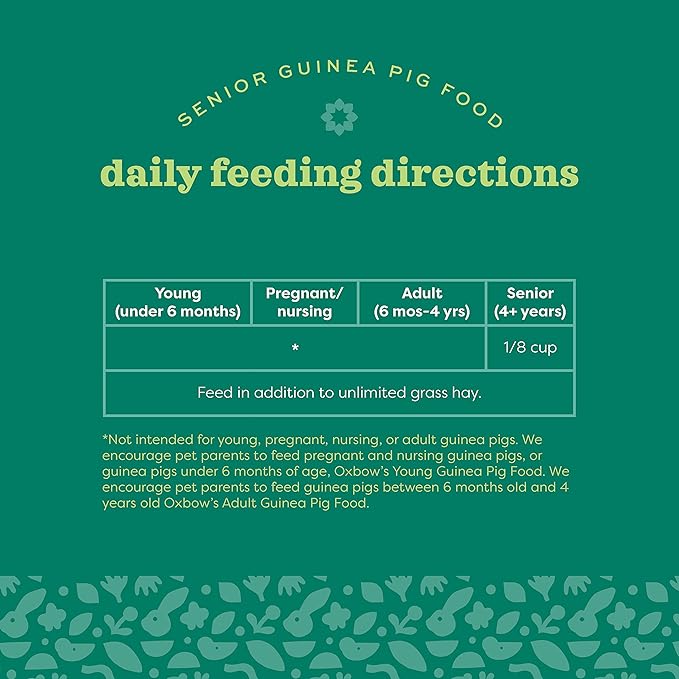 Oxbow Essentials Senior Guinea Pig Food, Made Alfalfa for Guinea Pig, Pet Food Pellets with Vitamin C, Small Animal Pet Products, Made in USA, High Fiber, 8 lb. Bag