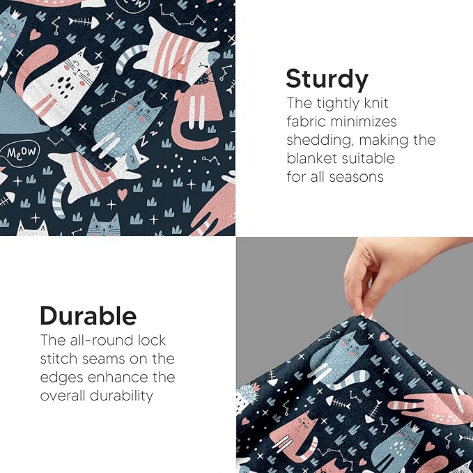 Cat Blanket, Cats Gifts for Girls Women, Cat Gift for Cats Lovers, Birthday Gifts Decor Throw Blanket 50"x60"