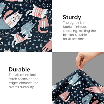 Cat Blanket, Cats Gifts for Girls Women, Cat Gift for Cats Lovers, Birthday Gifts Decor Throw Blanket 50"x60"