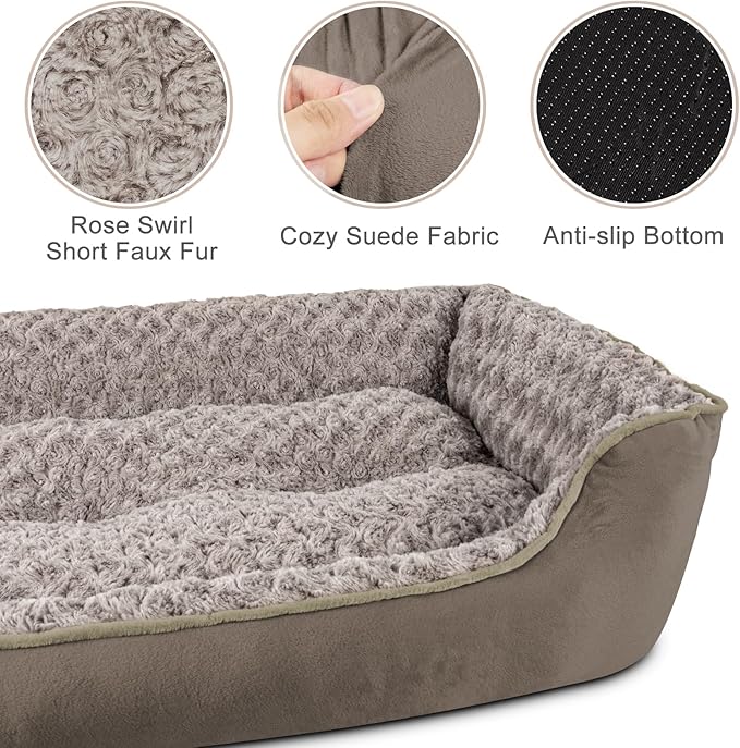 JOEJOY Rectangle Dog Bed for Large Medium Small Dogs - Washable Orthopedic Sofa Bed, Soft Breathable Puppy & Pet Cuddler, Durable Calming Dog Bed with Anti-Slip Bottom, Multiple Sizes, Dark Brown