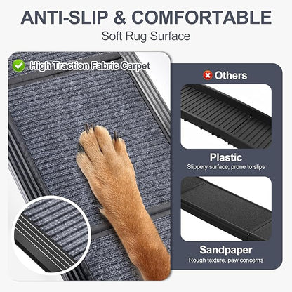 Dog Ramp for Car 71" Extra Long & 17.2" Wide Folding Pet Ramp Dog Ramps for Large Dogs with Non-Slip Rug Surface Portable Dog Car Ramp for SUV Car & Truck, Outdoor Dog Ramp Up to 270 LBS