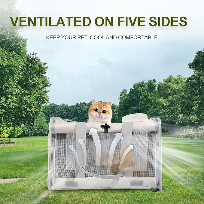Cat Carrier and Dog Carrier is Designed for Pets Weighing up to 16 lbs.Soft-Sided,Durable and Collapsible Travel Carrier,Breathable Mesh for Ventilation,Adjustable Shoulder Strap for Comfort