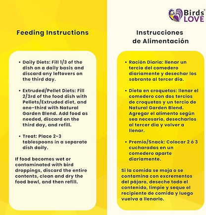 Birds LOVE All Natural Garden Blend Bird Food for Small Birds - Lovebirds, Cockatiels, Parakeets and Parrotlets 4lb