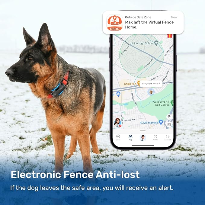 AI GPS Tracker for Dogs (30lbs+), Real Time Location and AI Vet Health Management, Electronic Fence, Waterproof, iOS and Android Universalï¼_lackï¼
