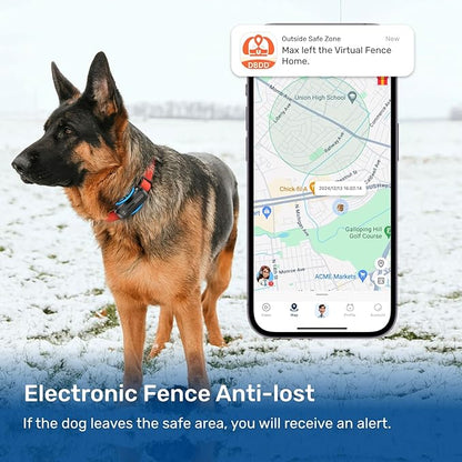 AI GPS Tracker for Dogs (30lbs+), Real Time Location and AI Vet Health Management, Electronic Fence, Waterproof, iOS and Android Universalï¼_lackï¼