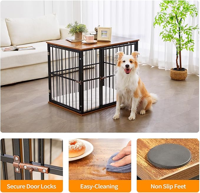 Made4Pets Dog Crate Furniture Dog Kennel Indoor Decorative Wood Dog Cage, 31_ x 21.6_ x 25.3_, Brown