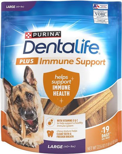 Purina Dentalife Plus Immune Support Chicken, Apple and Blueberry Flavor Large Dog Dental Chews 7 oz - 19 ct. Pouch