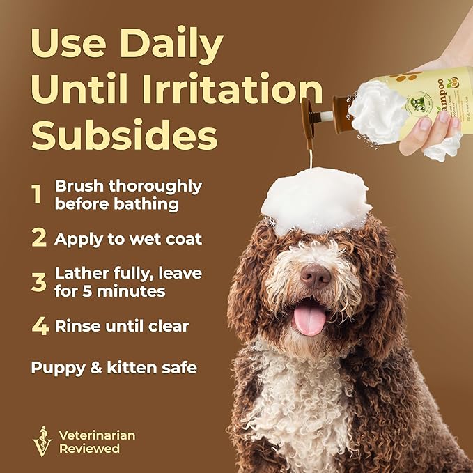 Natural Anti-Shedding & Coat-Softening Pet Shampoo, Gentle Anti Shedding Shampoo for Dogs & Cats, Reduces Shedding, Softens Fur - 8.45 Fl Oz Dog Shampoo for Shedding - Deshedding Dog Shampoo
